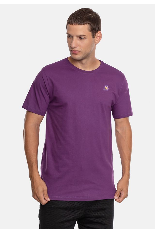 Camiseta-NBA-Estampada-Mini-Logo-Los-Angeles-Lakers-Roxa