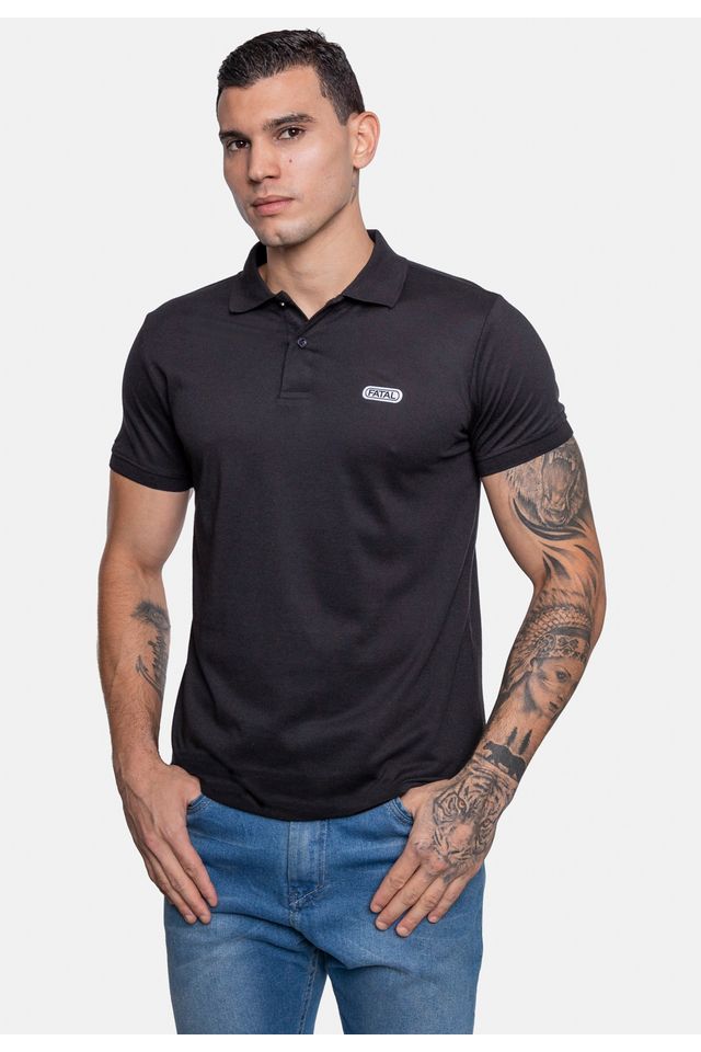 Camisa-Polo-Fatal-Piquet-Preta