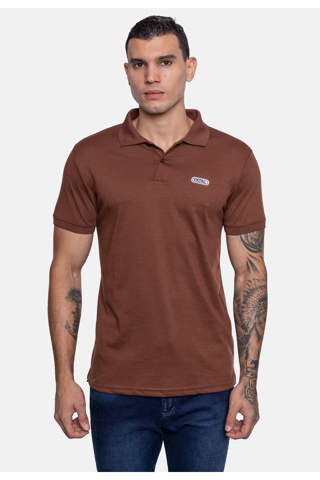 Camisa-Polo-Fatal-Piquet-Marrom Camisa-Polo-Fatal-Piquet-Marrom