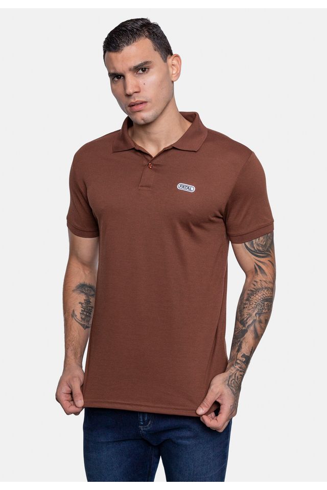 Camisa-Polo-Fatal-Piquet-Marrom