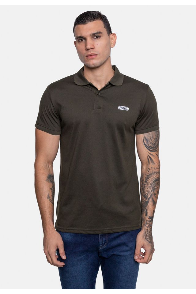 Camisa-Polo-Fatal-Piquet-Verde-Militar Camisa-Polo-Fatal-Piquet-Verde-Militar