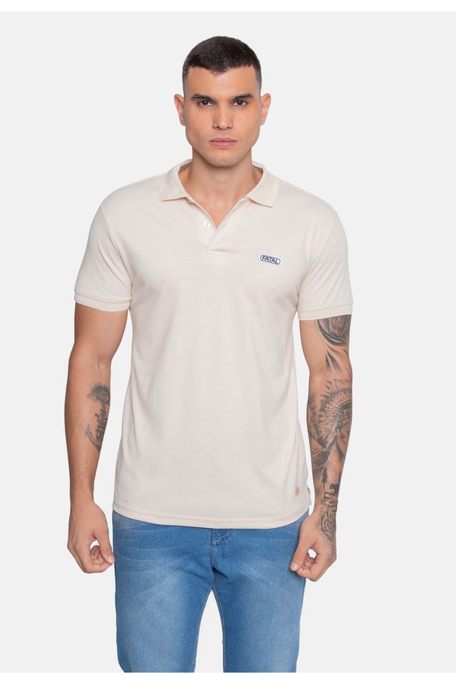 Camisa-Polo-Fatal-Piquet-Areia Camisa-Polo-Fatal-Piquet-Areia