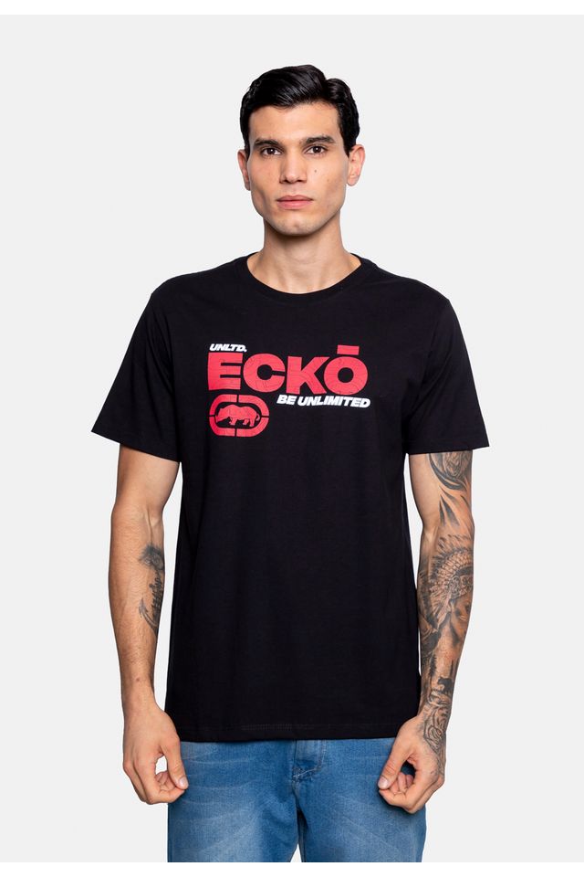 Camiseta-Ecko-Estampada-Preta