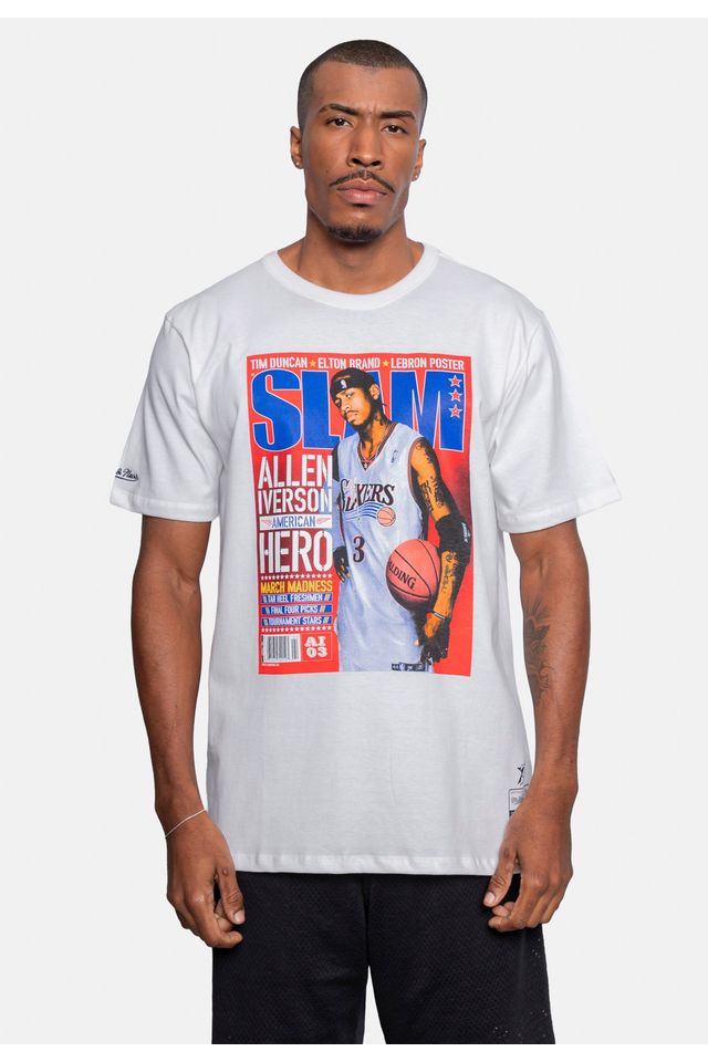 Camiseta-Mitchell---Ness-Slam-Allen-Iverson-Branca Camiseta-Mitchell---Ness-Slam-Allen-Iverson-Branca