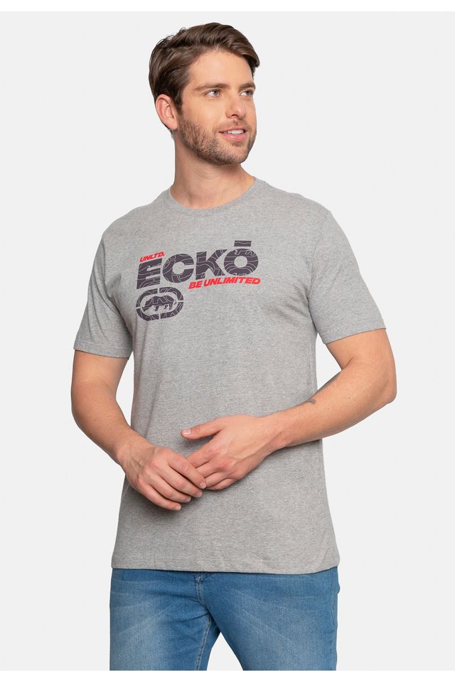 Camiseta-Ecko-Estampada-Cinza