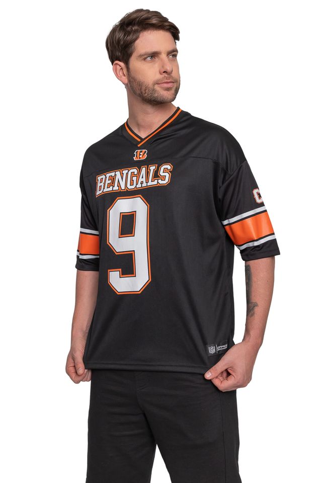 Camiseta-NFL-Oversize-Cincinnati-Bengals-Name-Number-Joe-Burrow-Preta