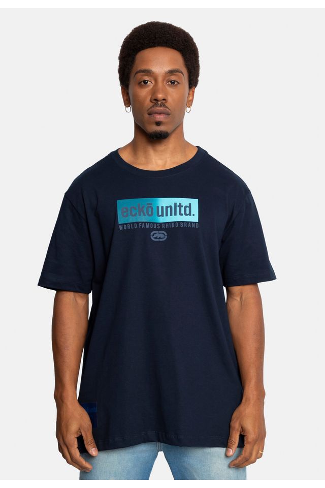 Camiseta-Ecko-Estampada-Azul-Marinho