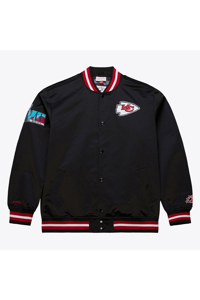 Jaqueta-Mitchell---Ness-NFL-Double-Down-Satin-Jacket-Vintage-Logo-Kansas-City-Chiefs-Preta