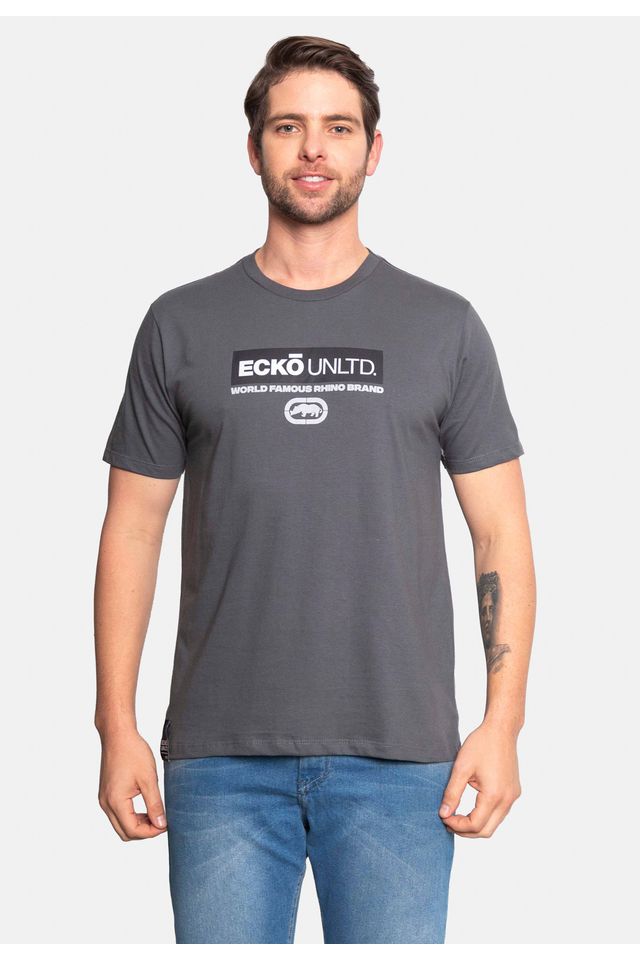 Camiseta-Ecko-Estampada-Cinza