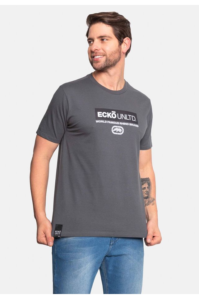 Camiseta-Ecko-Estampada-Cinza