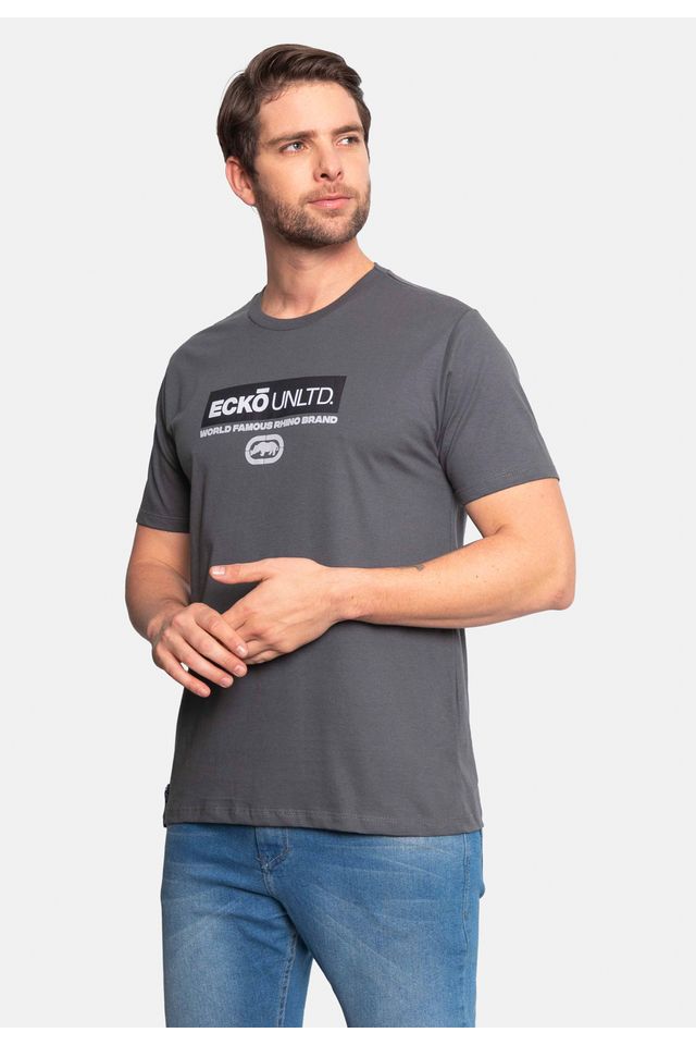 Camiseta-Ecko-Estampada-Cinza