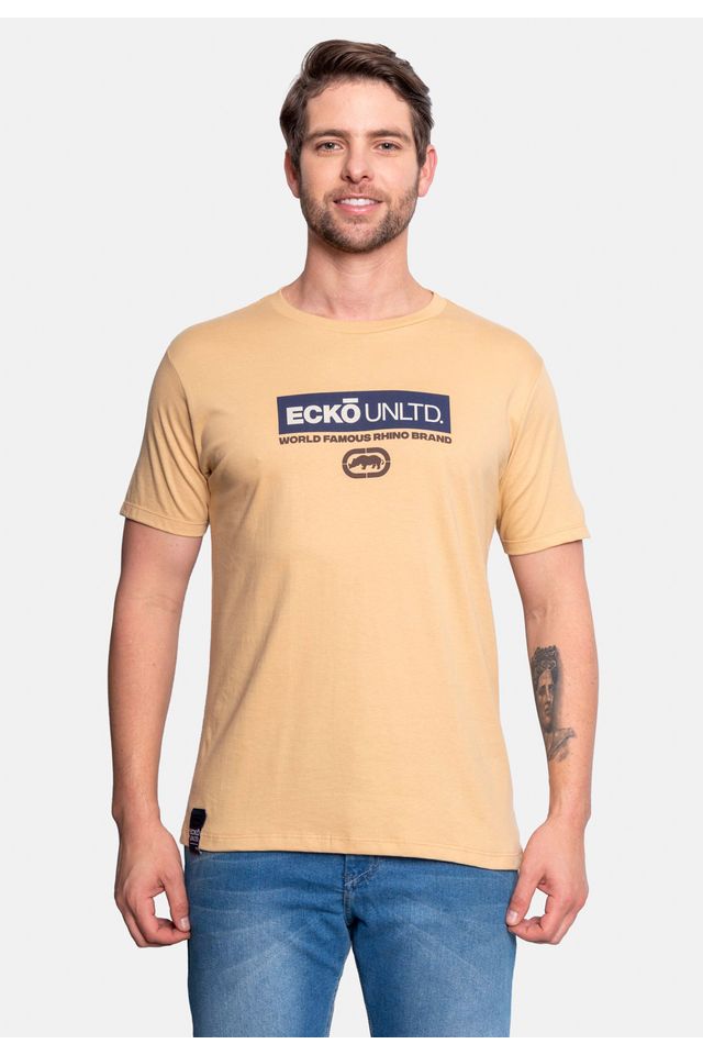 Camiseta-Ecko-Estampada-Bege