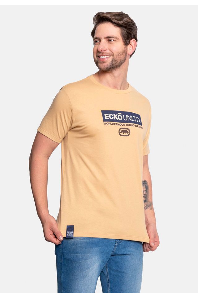 Camiseta-Ecko-Estampada-Bege