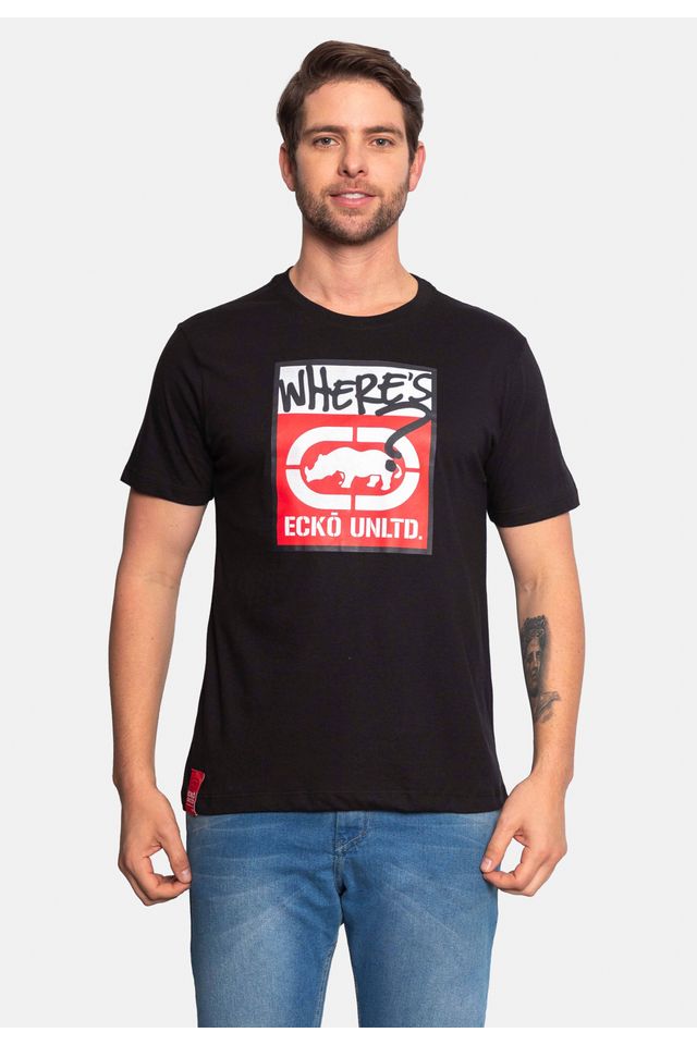 Camiseta-Ecko-Estampada-Preta