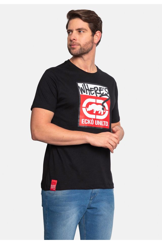 Camiseta-Ecko-Estampada-Preta