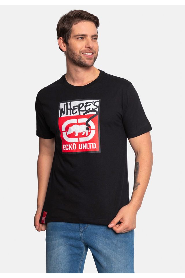 Camiseta-Ecko-Estampada-Preta