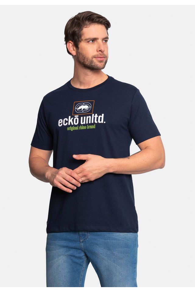 Camiseta-Ecko-Estampada-Azul-Marinho