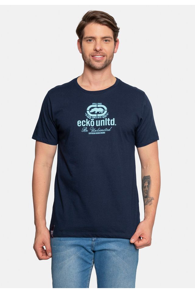 Camiseta-Ecko-Estampada-Azul-Marinho Camiseta-Ecko-Estampada-Azul-Marinho