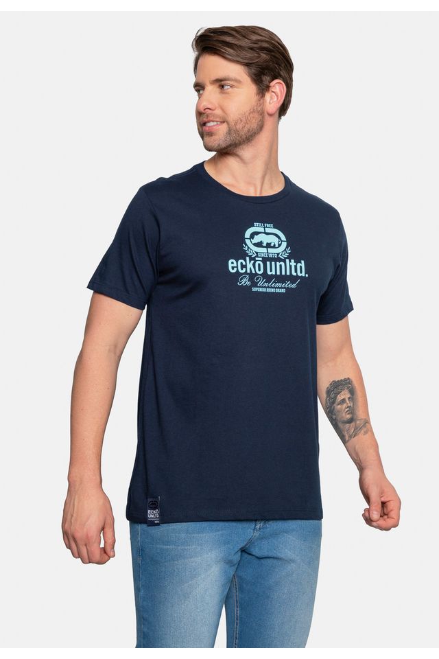 Camiseta-Ecko-Estampada-Azul-Marinho