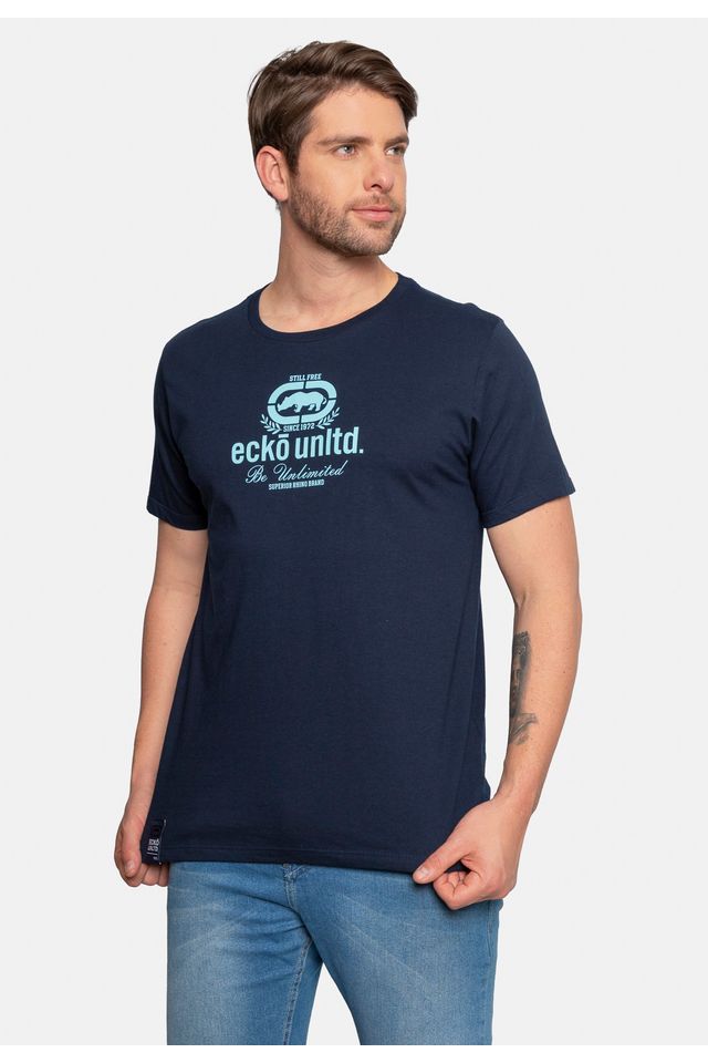 Camiseta-Ecko-Estampada-Azul-Marinho