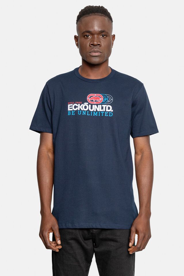 Camiseta-Ecko-Estampada-Azul-Marinho