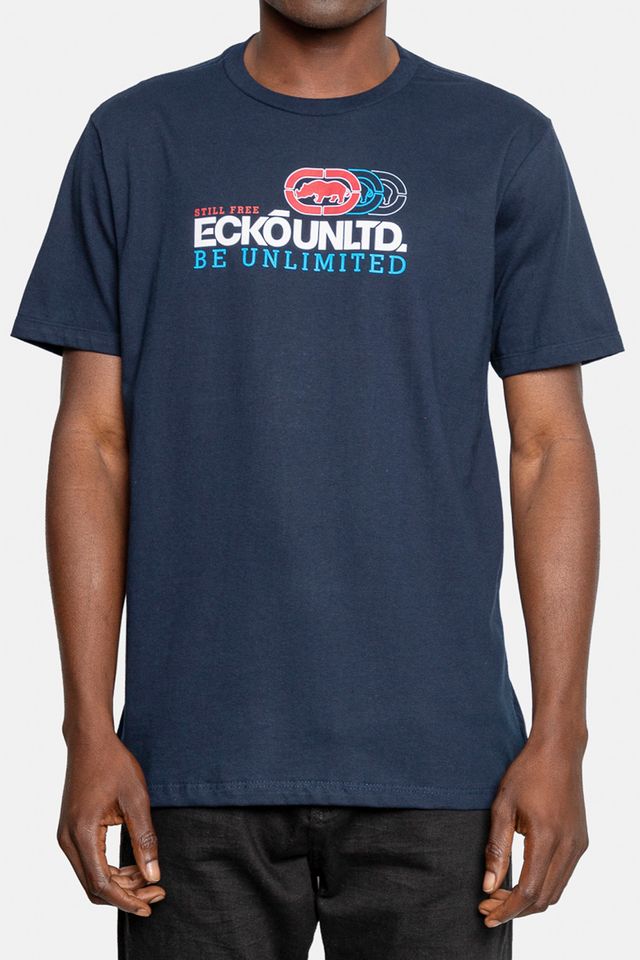 Camiseta-Ecko-Estampada-Azul-Marinho