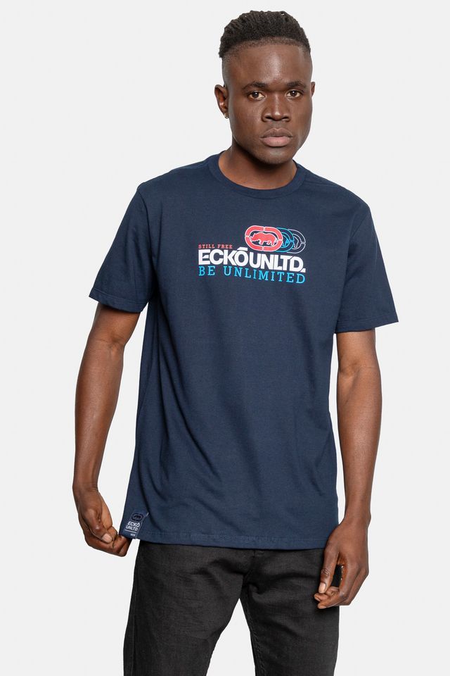 Camiseta-Ecko-Estampada-Azul-Marinho