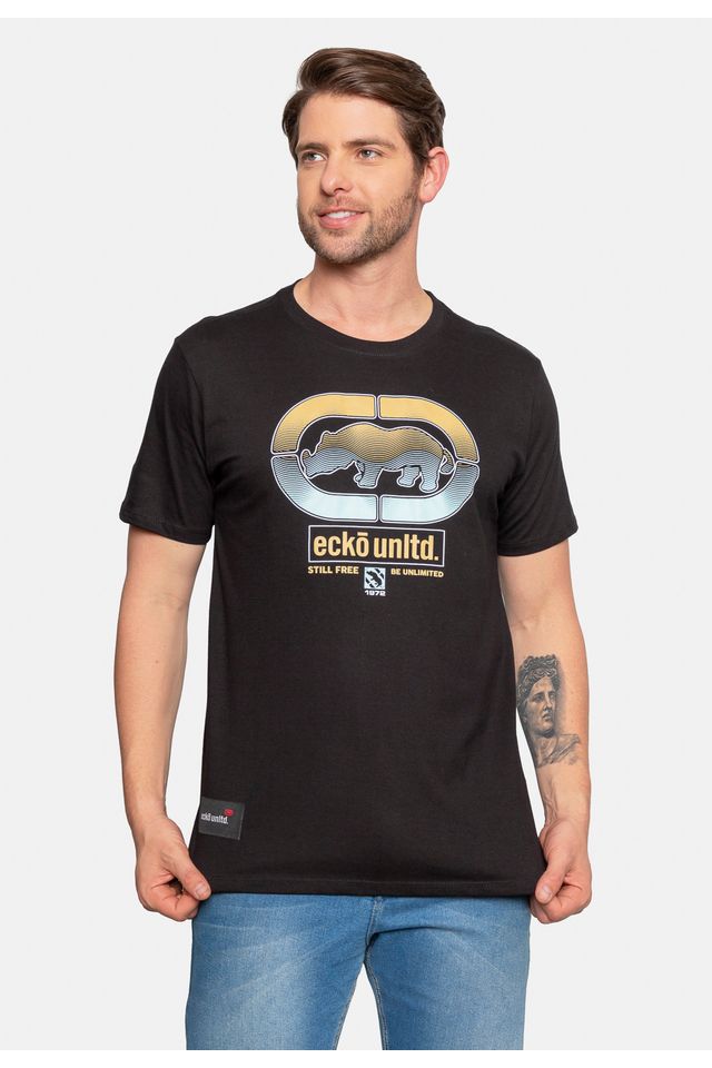 Camiseta-Ecko-Estampada-Preta
