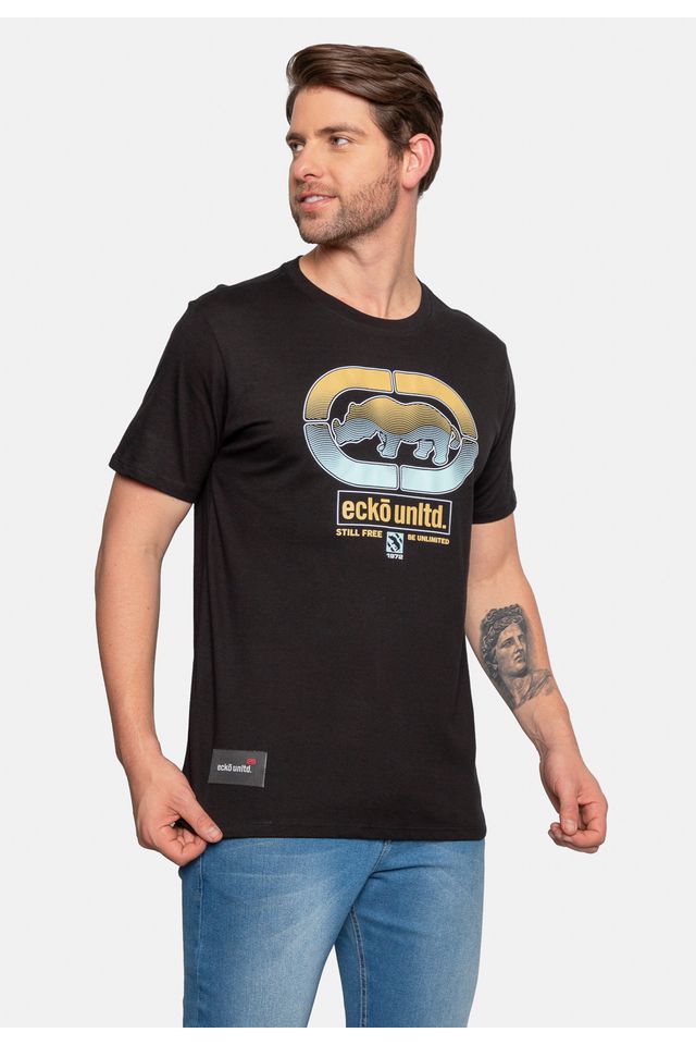 Camiseta-Ecko-Estampada-Preta