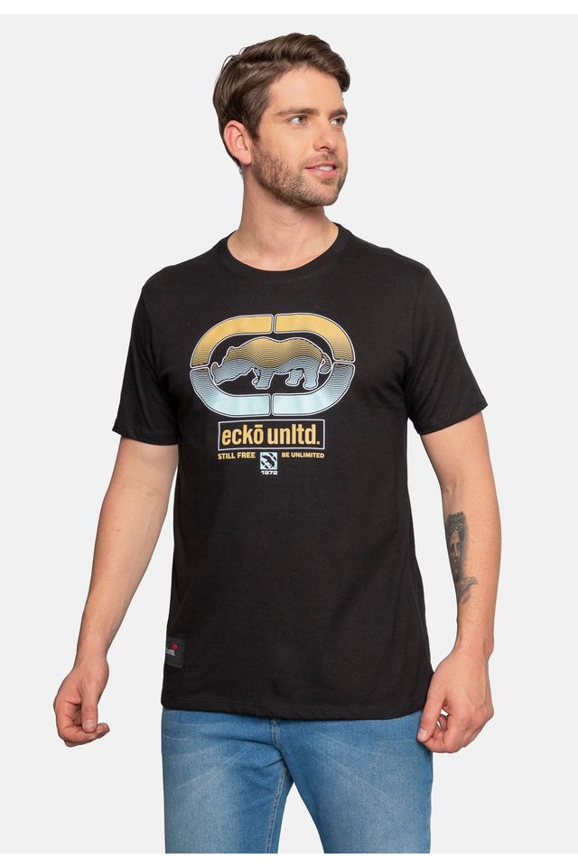 Camiseta-Ecko-Estampada-Preta
