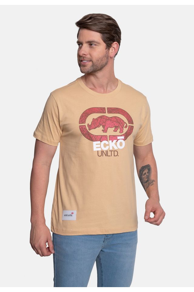 Camiseta-Ecko-Estampada-Bege