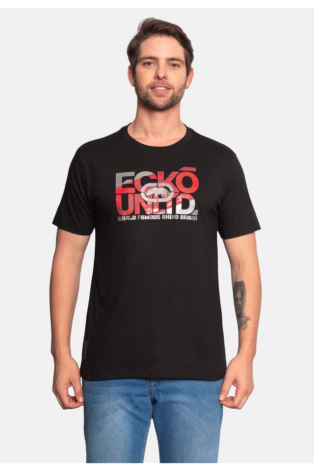 Camiseta-Ecko-Estampada-Preta