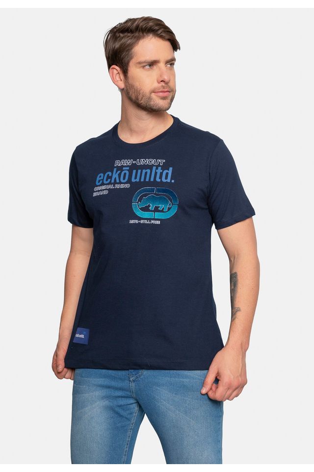 Camiseta-Ecko-Estampada-Azul-Marinho