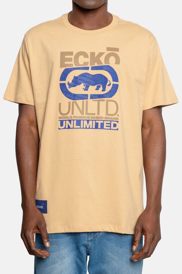 Camiseta-Ecko-Estampada-Bege