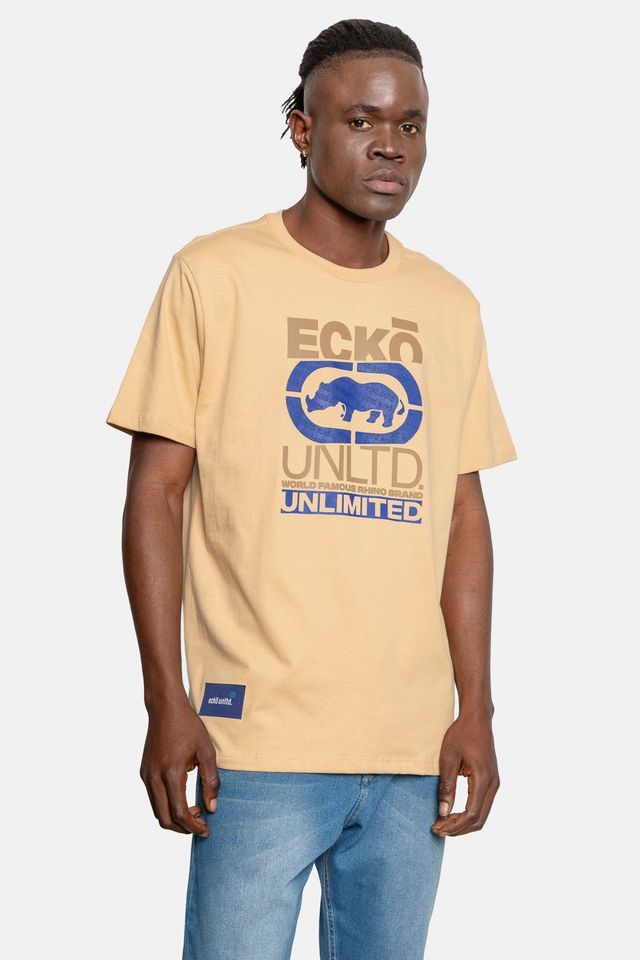 Camiseta-Ecko-Estampada-Bege