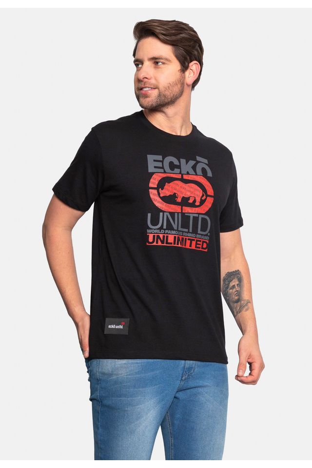 Camiseta-Ecko-Estampada-Preta