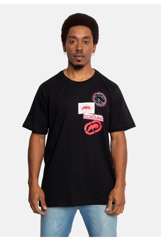 Camiseta-Ecko-Masculina-Lables-Preta Camiseta-Ecko-Masculina-Lables-Preta