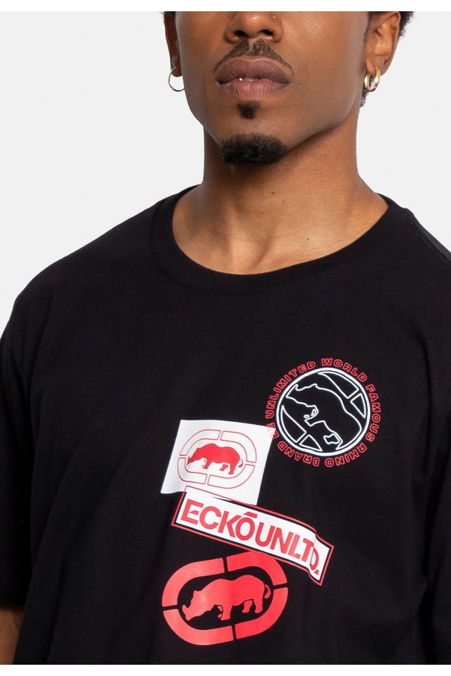 Camiseta-Ecko-Masculina-Lables-Preta