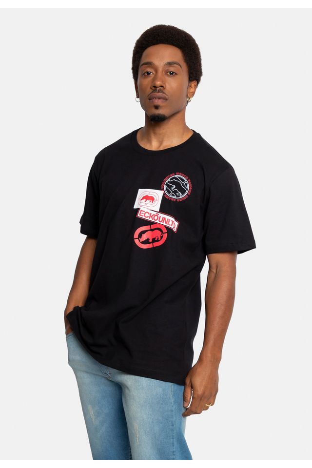 Camiseta-Ecko-Masculina-Lables-Preta