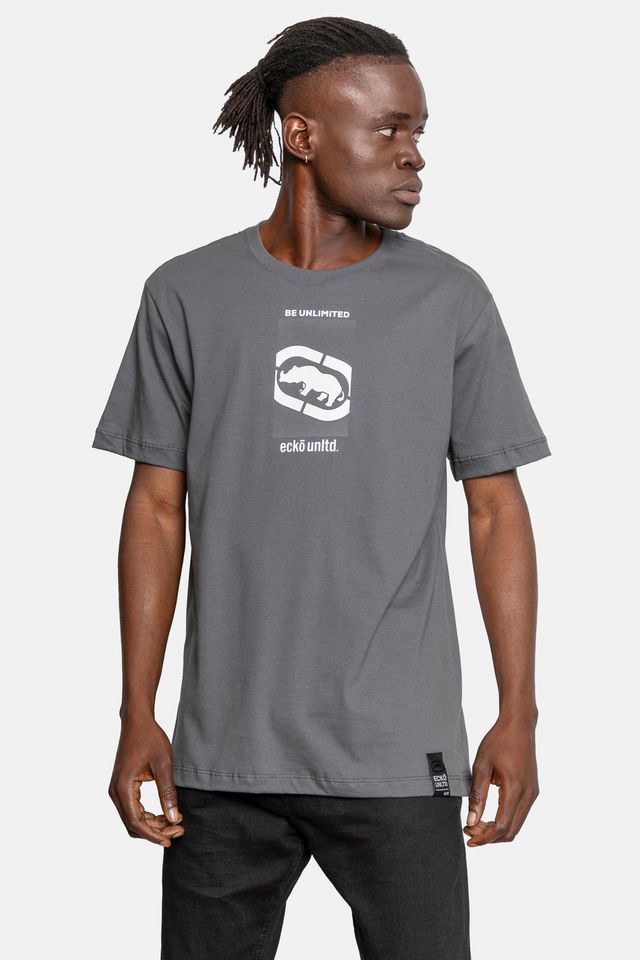 Camiseta-Ecko-Estampada-Cinza