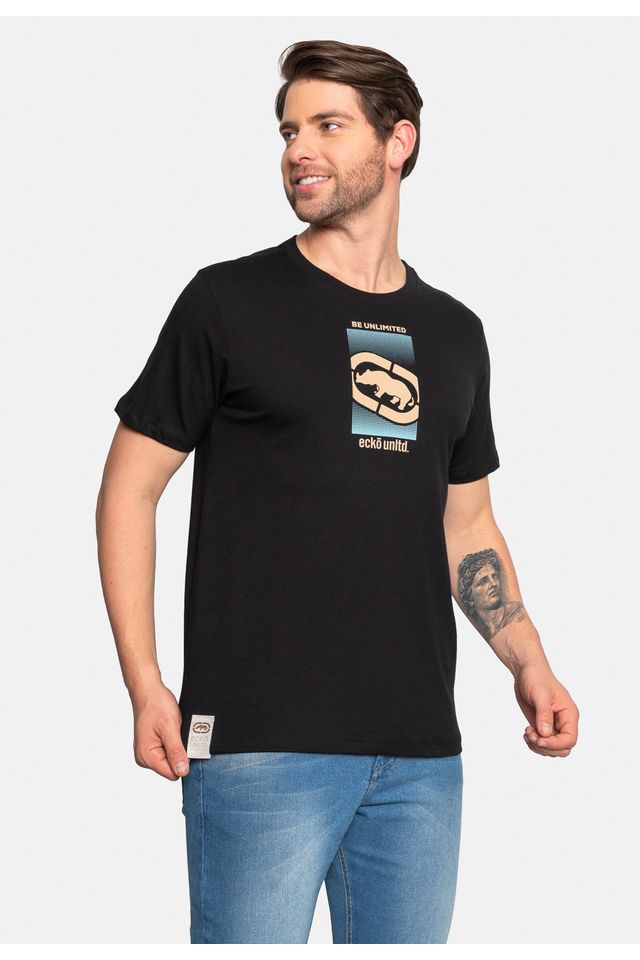 Camiseta-Ecko-Estampada-Preta