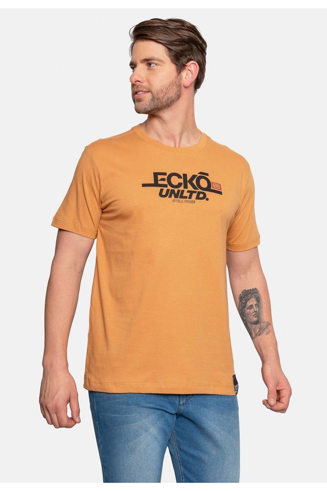 Camiseta-Ecko-Estampada-Bege