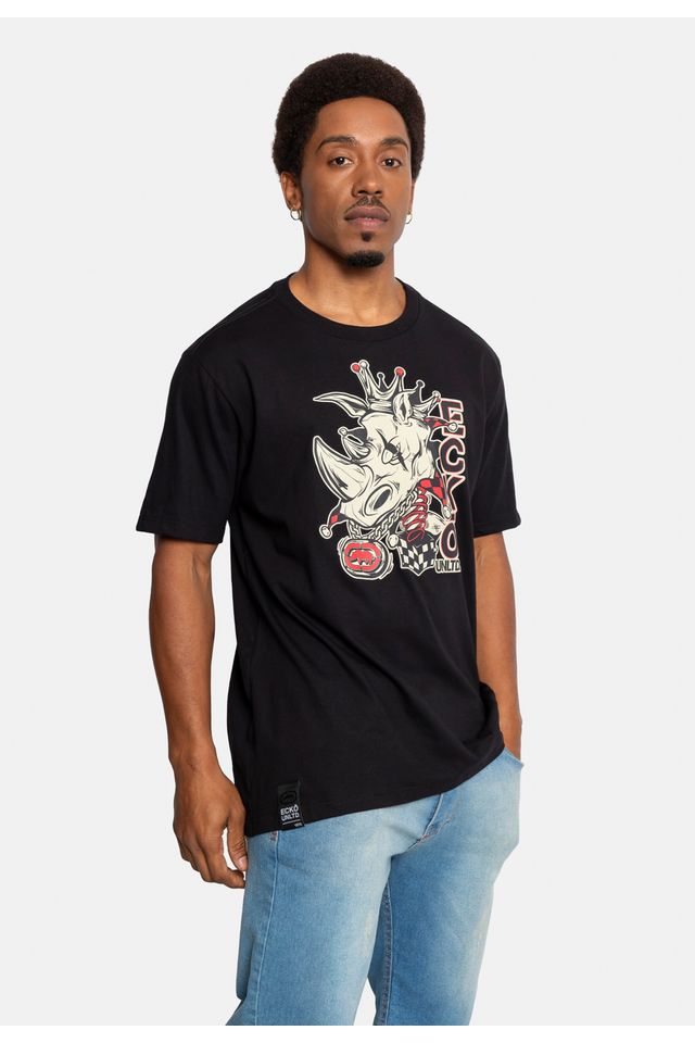 Camiseta-Ecko-Estampada-Preta