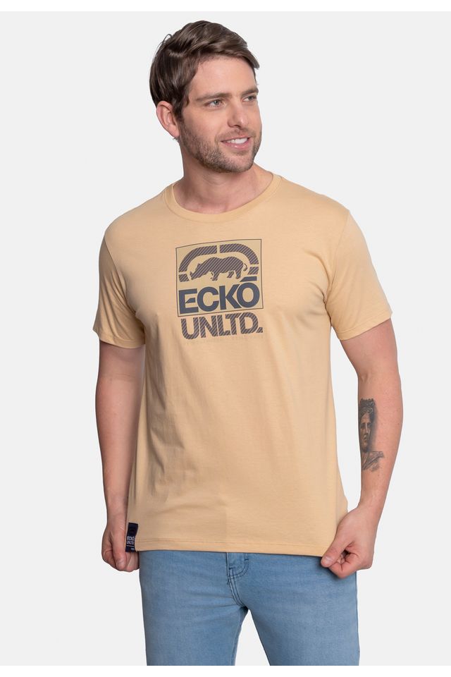 Camiseta-Ecko-Estampada-Bege