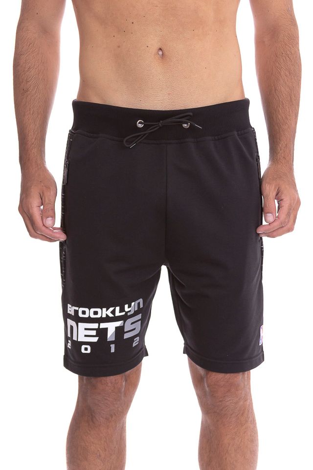 Bermuda-NBA-Moletom-Brooklyn-Nets-Preta-Mescla