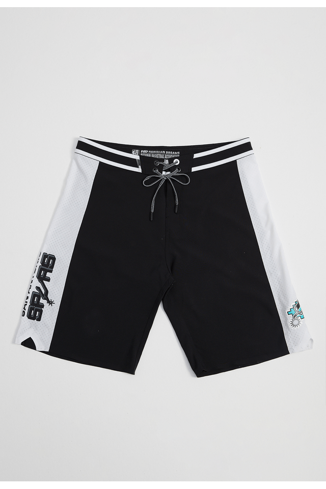 Boardshort-Mitchell---Ness-Sublimado-Collab-HD-e-Mineirinho-San-Antonio-Spurs-Preto