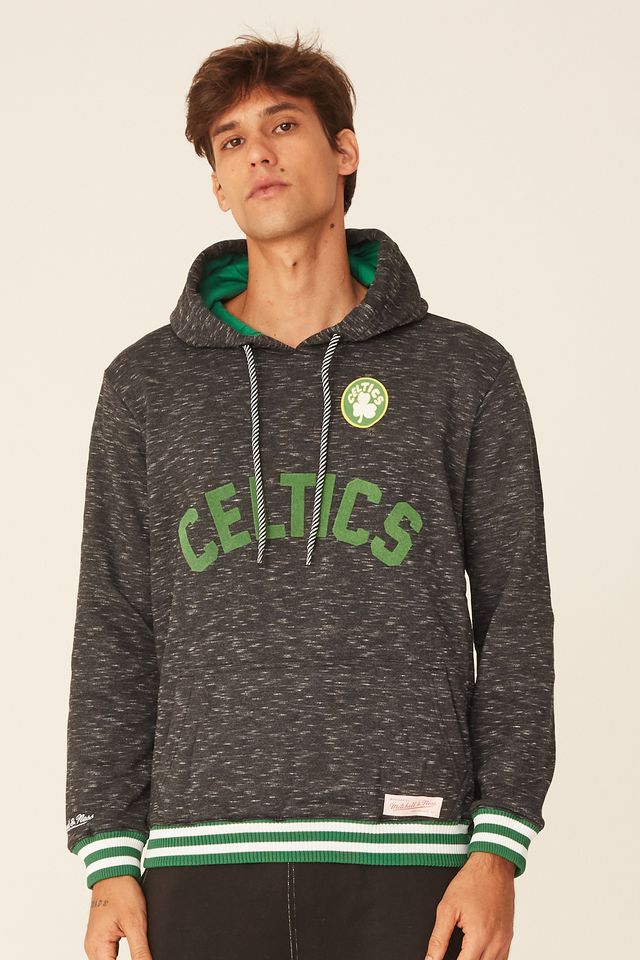Moletom-Mitchell---Ness-Fechado-Com-Capuz-Boston-Celtics-Preto-Mescla