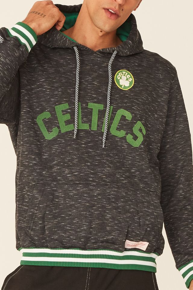 Moletom-Mitchell---Ness-Fechado-Com-Capuz-Boston-Celtics-Preto-Mescla