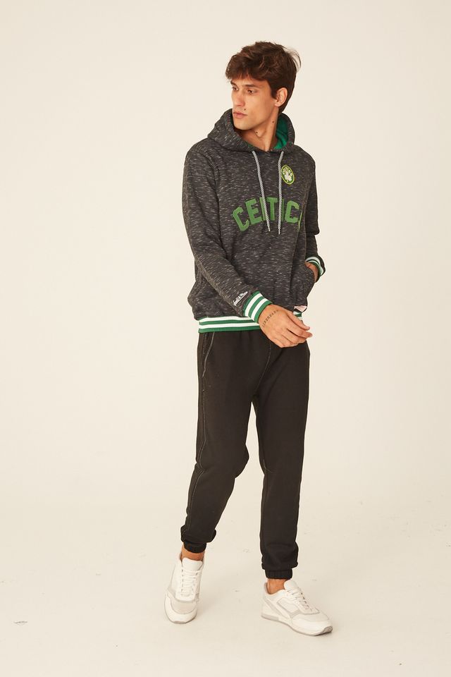Moletom-Mitchell---Ness-Fechado-Com-Capuz-Boston-Celtics-Preto-Mescla