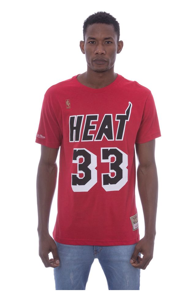 Camiseta-Mitchell---Ness-Estampada-Name-Number-Miami-Heat-Alonzo-Mourning-Vermelha Camiseta-Mitchell---Ness-Estampada-Name-Number-Miami-Heat-Alonzo-Mourning-Vermelha